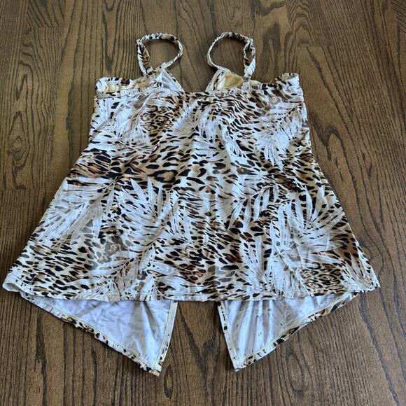 Miraclesuit Womens Leopard Print Love Knot Underwire Tankini Swim Top Size 16 - Picture 2 of 9